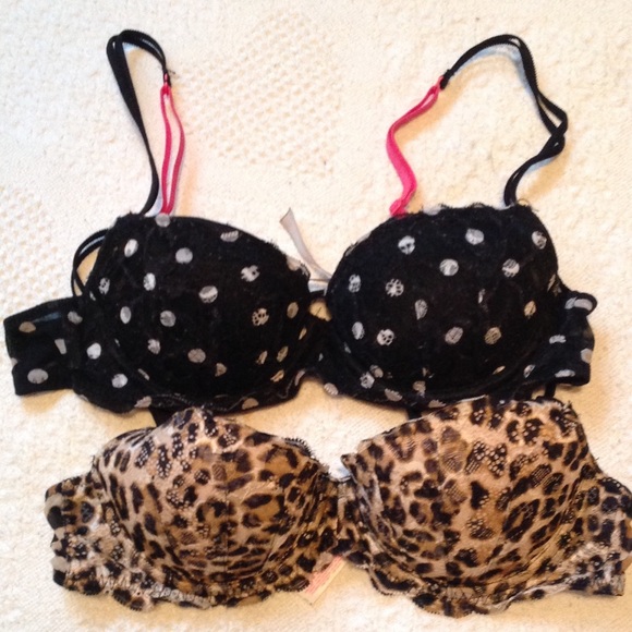 PINK Victoria's Secret Other - ⭐️⭐️VS PINK 34A push-up bra x2 cheetah polka dot